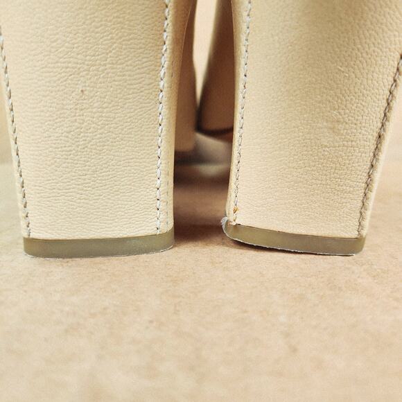 Via Spigia Square Toe Loafer Med Block Heel Butter Yellow Leather Women’s SZ 8 - Picture 5 of 13